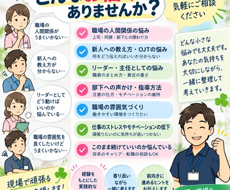 介護職の悩みを文章で相談に乗ります 現役介護リーダーが現場の悩みを一緒に整理します イメージ2
