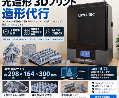 光造形3Dプリントを代行します 試作品・部品・模型などを1点から造形します イメージ1