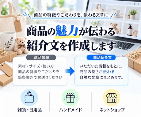 商品の魅力が伝わる紹介文・説明文を作成します イメージ1