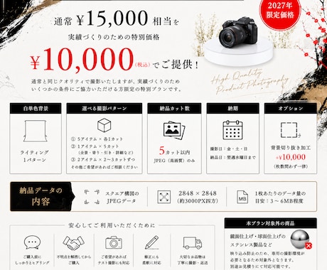 10000円!通販、ECサイト用商品撮影承ります 2027年7月新規参入!実績作りのための特別お試し撮影プラン イメージ1