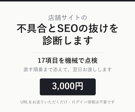 店舗サイトの不具合とSEOの抜けを診断します イメージ1