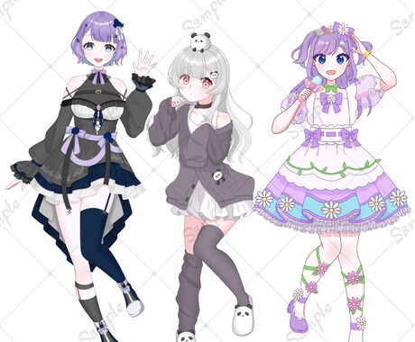 Vライバー様向け！立ち絵＆1枚絵セットで描きます 最短1週間！ハッキリとしたアニメ塗りが特徴です！ イメージ2