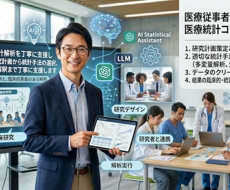 医療統計解析を丁寧に支援します 研究計画から統計手法の選択、結果の解釈まで丁寧に支援します イメージ1