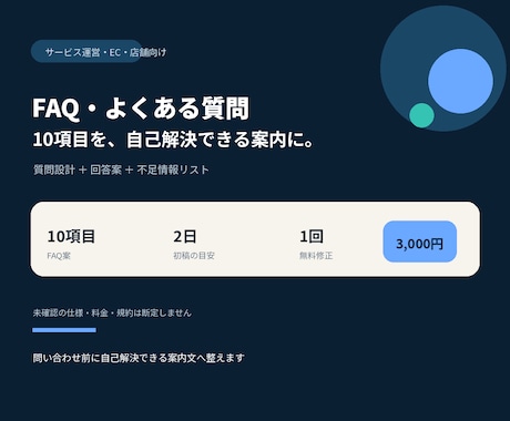 FAQ・よくある質問10項目を分かりやすく作ります 問い合わせ前に自己解決できる案内文へ整えます イメージ1