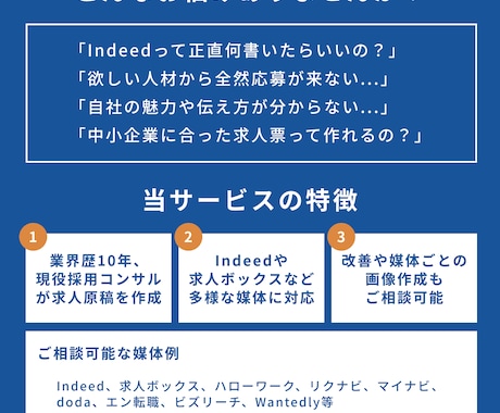 Indeed,インディードなど求人原稿を作成します 人事歴10年以上、現役採用コンサルのプロが対応、画像もOK イメージ2