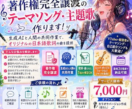 著作権完全譲渡のテーマソング・主題歌作ります