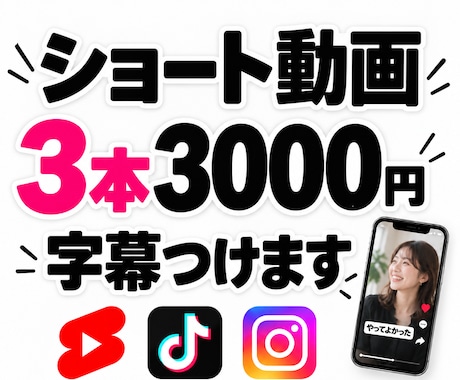 ショート動画3本に字幕・テロップを入れます イメージ1