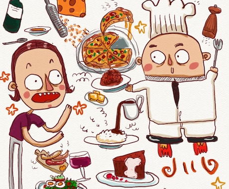 あなたの好きを詰め合わせたゆるイラスト描きます ラフにポップに可愛くあなたの好きを描きます イメージ1