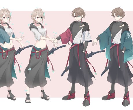 立ち絵キャラクターイラスト描きます 立ち絵イラスト、ポーズ自由、三面図制作可能です。 イメージ2