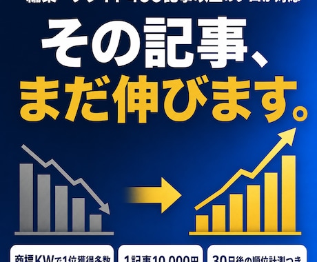 順位が上がらない記事をプロがリライトしますます 1記事1万円で文字数無制限。WP反映も無料対応 イメージ1