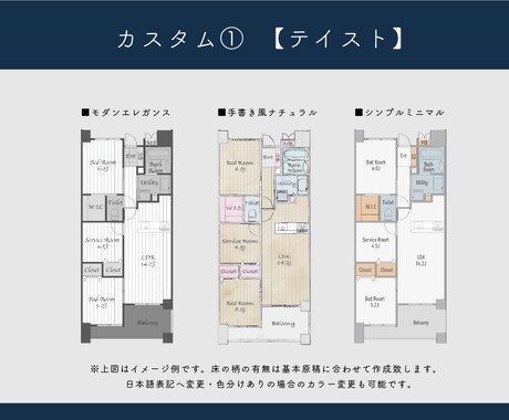 カスタムできる広告用間取り図を雰囲気良く作成します マンション・戸建て・民泊の不動産用に、素早く対応! イメージ2