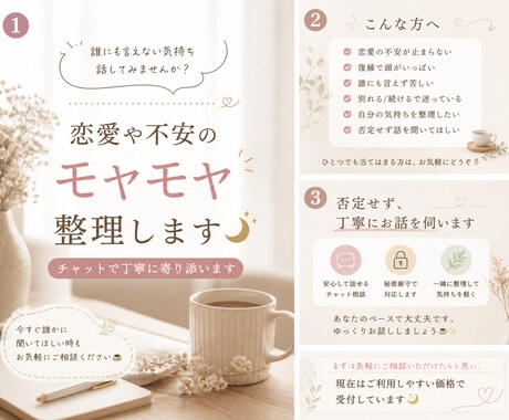 恋愛や不安のモヤモヤ整理します 頭の中がぐちゃぐちゃな時、一緒に整理します イメージ1