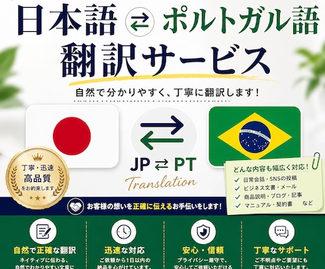 日本語⇄ポルトガル語を自然で丁寧に翻訳します！ます 迅速・丁寧に対応！自然な翻訳をお届けします イメージ1