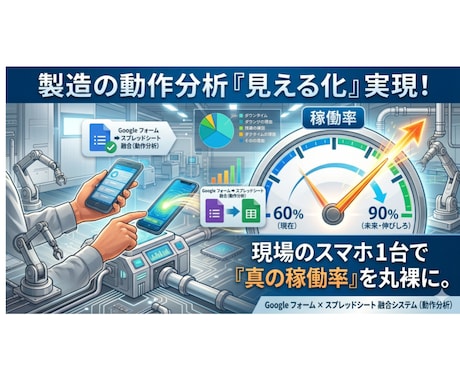 製造現場の動作分析　「見える化」実現します スマホ１台で真の稼働状況を丸裸に出来　分析します イメージ1