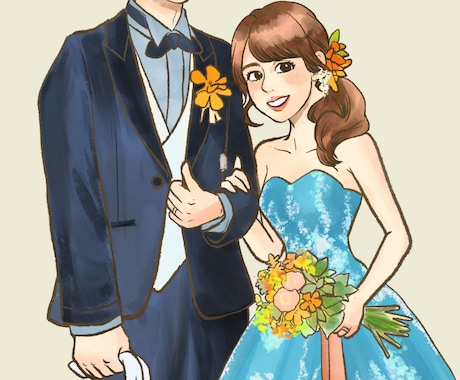 結婚式用の似顔絵をお描きします 水彩タッチで似顔絵をお描きします！ イメージ1