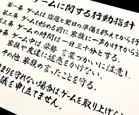 社是、経営理念、ミッション、指針等を毛筆で書きます デジタルには無い、力強く温かみある一枚をお届けします。 イメージ2