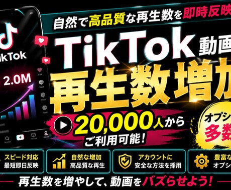 TikTok動画の再生回数を【2万回】増やします ★新規出店９月まで限定特別応援価格！複数動画への振分もOK イメージ2