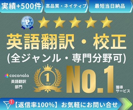 英語翻訳・校正 (全ジャンル、専門分野可)します ● 高品質 | ネイティブレベルのプロが日英翻訳サポート● イメージ1