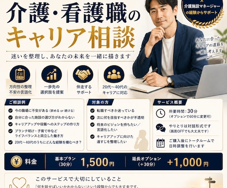 介護・看護職のキャリアの悩みを整理します 続ける？変える？昇進する？現場15年の経験で選択肢を見える化 イメージ2