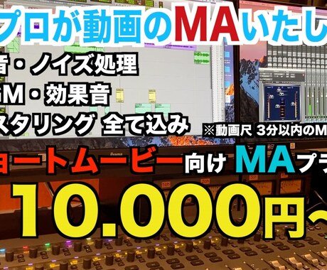 ショートムービー向け動画を音からサポートします 業界で20年以上培ったMAの実績とクオリティーを提供致します イメージ1