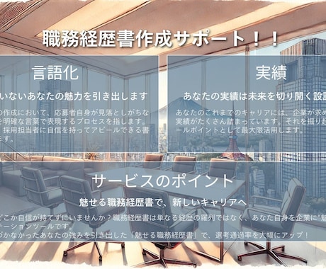内定率アップ！魅力伝える職務経歴書を作成します あなたの魅力を引き出す！内定を掴む職務経歴書作成支援 イメージ2