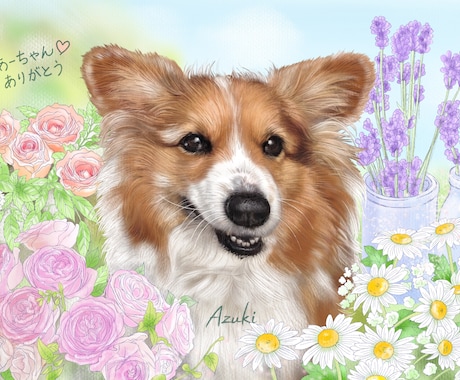 ペット肖像画A3【犬・猫胸から上】をお描きします ご満足いただけるまで修正無制限。心を込めてお描きいたします。 イメージ1