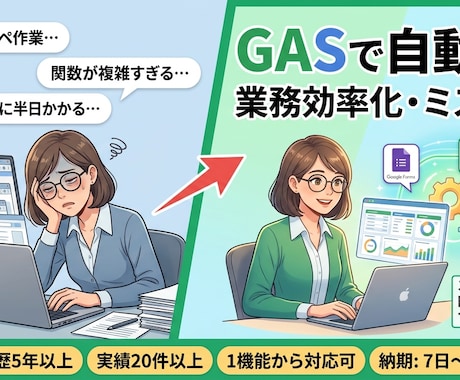 フォーム転記・集計などスプシ作業を自動化します イメージ1