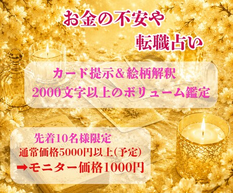 お金に関する不安や転職を整理してアドバイスします モニター価格！先着10名様★2000文字以上のボリューム鑑定 イメージ1