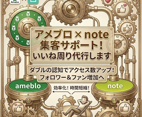 アメブロ×note集客サポ！いいね周り代行します ダブルの認知でアクセス数アップ！フォロワー＆ファン増加へ イメージ1