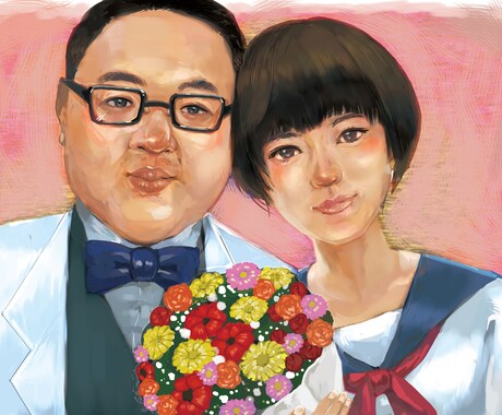特徴的な似顔絵・デジタルイラスト描きます 新たな人生の門出に❤︎手作りウェディングに華を添えたい方へ！ イメージ2