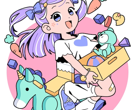シンプルでポップ☆かわいいイラスト描きます 一枚絵からSNSアイコンまで様々な用途に対応いたします イメージ1