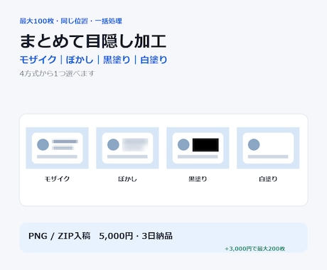 画像最大100枚の同じ位置を一括で目隠し加工します イメージ1