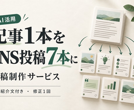 記事1本をSNS投稿7本に整えます イメージ1