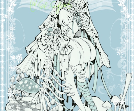 退廃的な雰囲気の一枚絵イラストを描きます アナログでのペン画＋デジタル着彩で描きます。 イメージ2