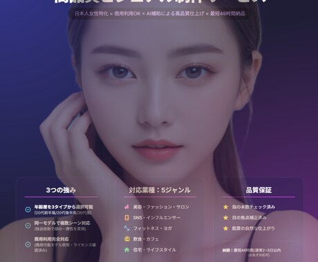 商用OK｜SNS・広告用 日本人女性画像制作します SNS広告・LP対応｜モデル不要の実写風女性画像 イメージ1