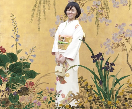 写真の背景をかえます 日本画の中にいるような画像をつくります イメージ1