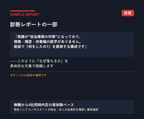 転職の職務経歴書と面接の弱点を診断します 4社同時内定の現役コンサルが落ちる原因を特定します イメージ2