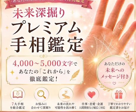 プレミアム手相鑑定｜未来とお悩み深掘り致します 今後の未来と現在のお悩み深掘りプレミアム手相鑑定 イメージ1