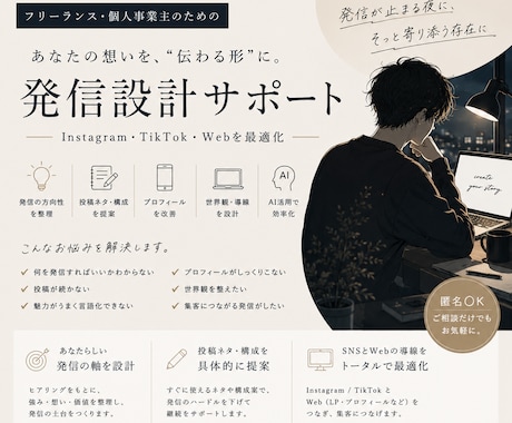 あなたの発信を整理してSNS設計します 投稿が止まる人向け発信サポート イメージ1