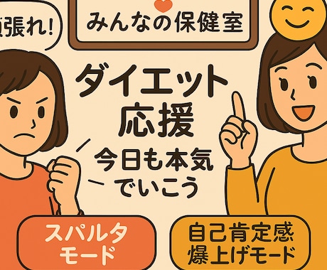 現役産業保健師があなたのダイエット応援します 1ヶ月毎日2回応援メッセージを送付。選べる2つのモード イメージ1