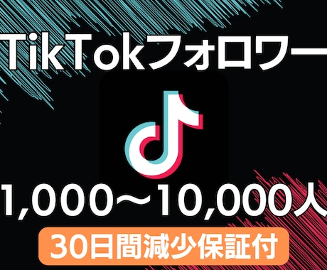 TikTokフォロワー＋1,000人増やします ⭐️30日間減少保証付⭐️追加で＋10,000人まで可能❗️