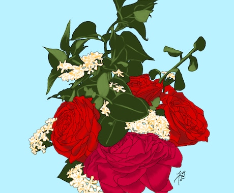 花束のイラスト描きます あなたのために購入した花束をイラストにおこします。 イメージ1