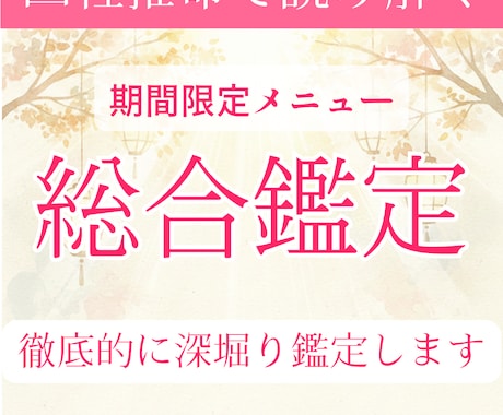 期間限定・総合運勢鑑定　人生の悩みなんでも占います 仕事運・恋愛・人間関係｜四柱推命で深く寄り添う総合鑑定 イメージ1