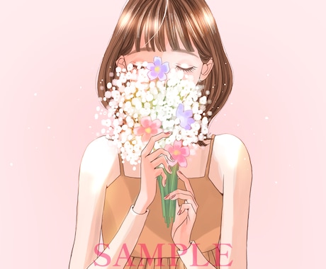 商用利用可◎お洒落なアイコンや名刺イラスト描きます 人と被らないお花と女の子のふんわり大人可愛いイラスト＊ イメージ1