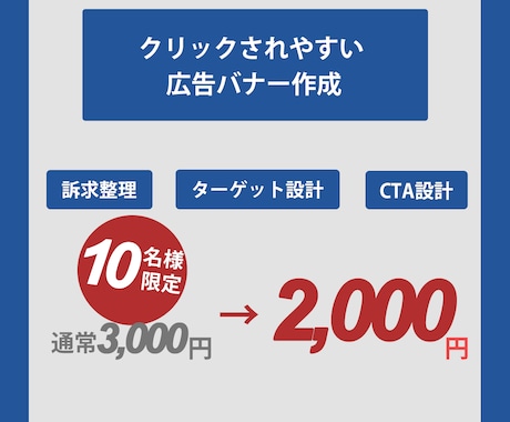 クリックされやすい広告バナー作ります デザイン前の設計からご希望をしっかりと反映します。 イメージ1
