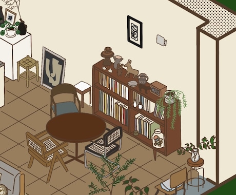 ポップでおしゃれな空間イラスト（着色あり）描きます 住宅の思い出やフロアマップ、フライヤー、ポスターなどに！ イメージ2