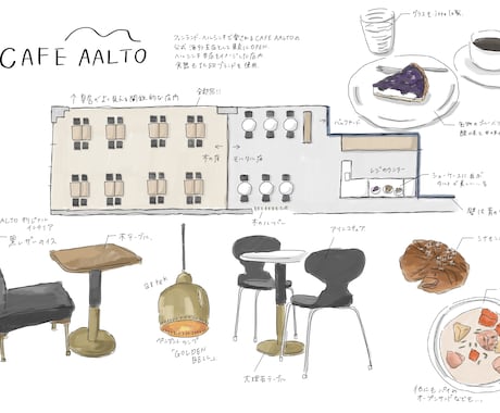 手描き間取り図イラスト描きます 図面と共にショップ、ホテル、カフェの魅力を伝えるイラスト イメージ1
