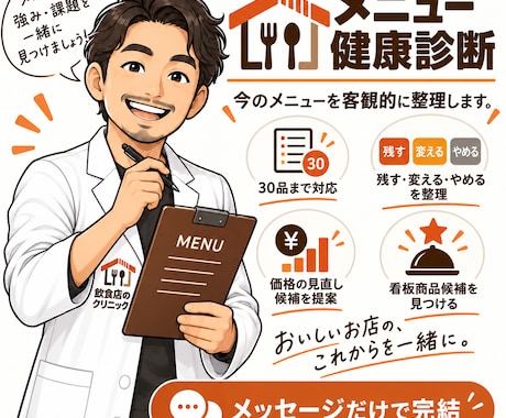 飲食店のメニューを健康診断します イメージ1