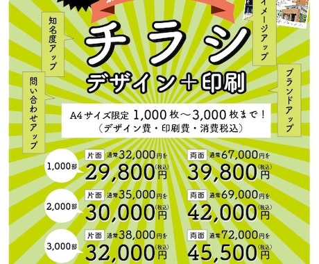 キレイなだけじゃなく効くチラシを作成します デザイン制作だけでなく、ご要望に応じて印刷まで承ります。 イメージ2