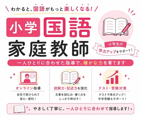小学国語の個別オンライン家庭教師をします 読解・記述・学校の勉強を一人ひとりに合わせます イメージ1